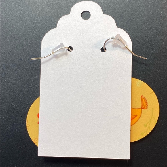 Chicken Yellow Round Dangle Pierced Earrings - Picture 2 of 3